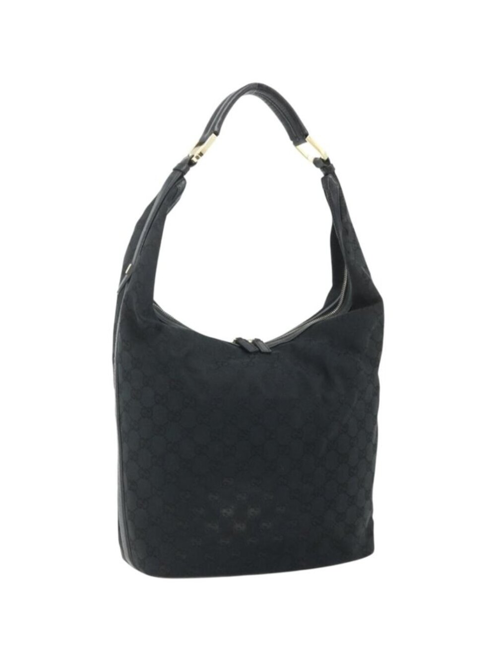 GUCCI GG Canvas Shoulder Bag Black Gold 001 4287